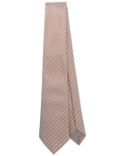 Emporio Armani Gestreifte Krawatte aus Seide - Natur