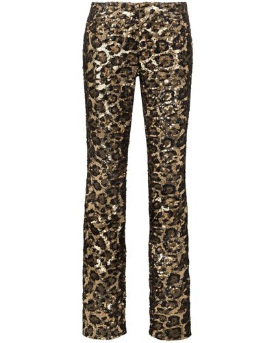 Dolce & Gabbana Sequined Leopard-pattern Pants - Metallic