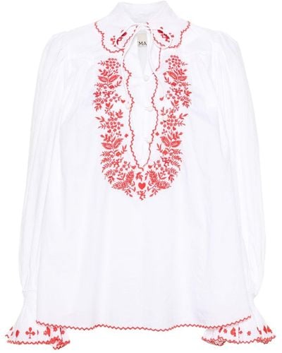 ALÉMAIS Hearts-embroidered Cotton Shirt - White
