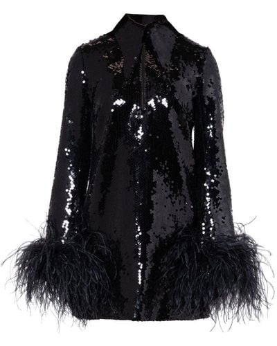 16Arlington Michelle Feather-trim Sequinned Mini Dress - Black