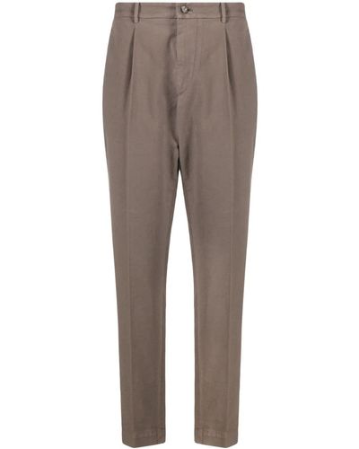 Dell'Oglio Pleated Cotton-blend Tapered Pants - Gray