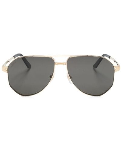 Cartier Santos De Cartier Pilot-frame Sunglasses - Grey
