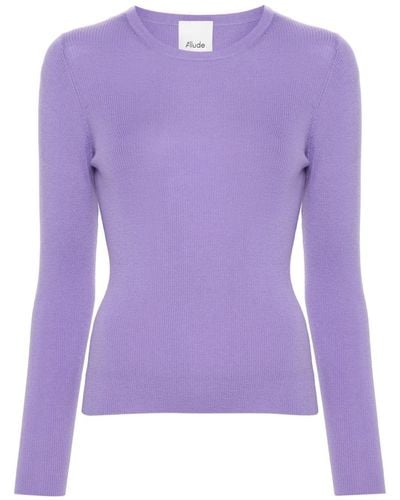 Allude Round-neck Wool Sweater - Purple