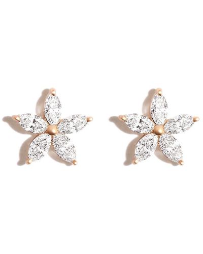 Adina Reyter 14kt Yellow Gold Paris Flower Diamond Earrings - White
