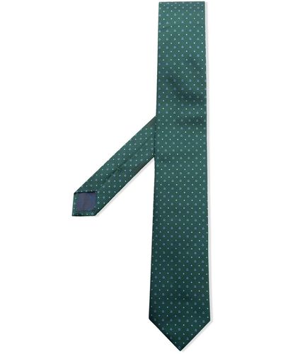 Ferragamo Gancini Jacquard Silk Tie - Green