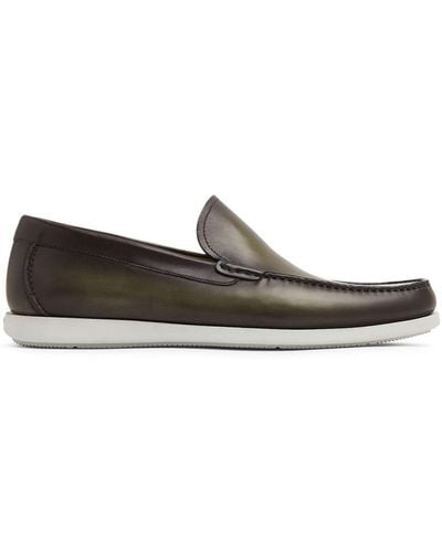 Magnanni Almond-toe Leather Loafers - Gray