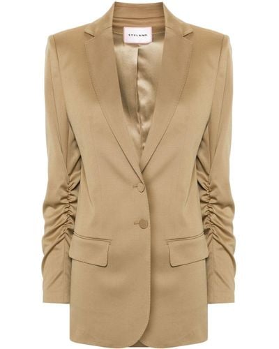 Styland Single-breasted Wool Blend Blazer - Natural