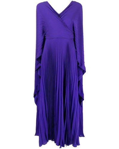 Valentino Garavani Robe longue en soie à design plissé - Violet