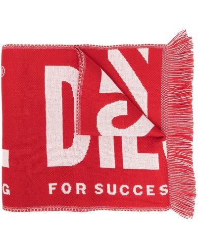 DIESEL S-Bisc Schal mit Intarsien-Logo - Rot