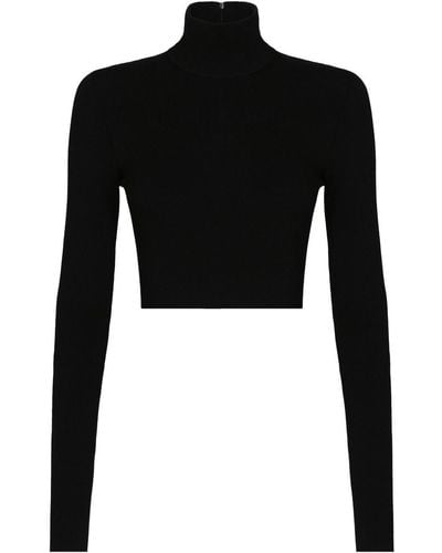 Dolce & Gabbana High-neck Knitted Crop Top - Black