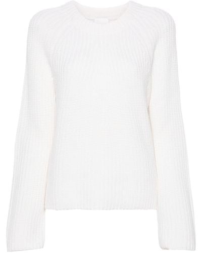 Allude Crew-neck Ribbed Sweater - White