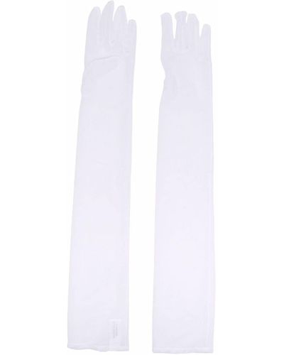 Simone Wild Elbow-length Sheer Gloves - White