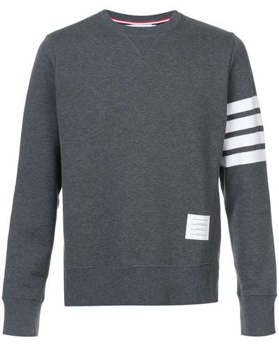 Thom Browne Sweatshirt mit gestreiftem Ärmel - Grau