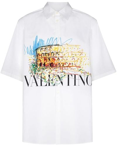 Valentino Garavani Camisa con estampado Roman Sketches - Blanco