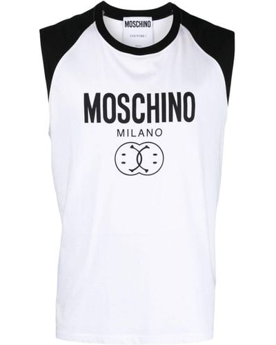 Moschino Mouwloos T-shirt Met Logoprint - Zwart