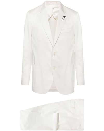Lardini Brooch-detail Stretch-cotton Suit - White