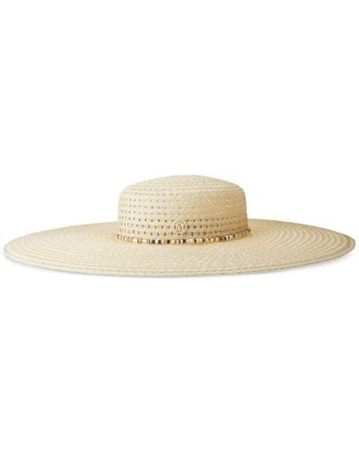 Maison Michel Bianca Straw Wide Brim Hat - White