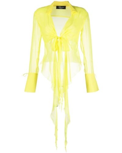 Blumarine Front-tie Silk Shirt - Yellow