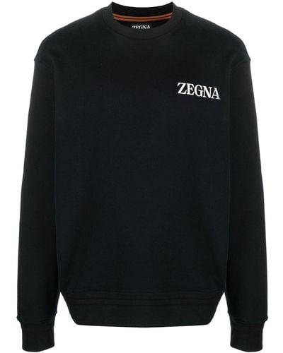 Zegna Logo-print Cotton Sweatshirt - Black