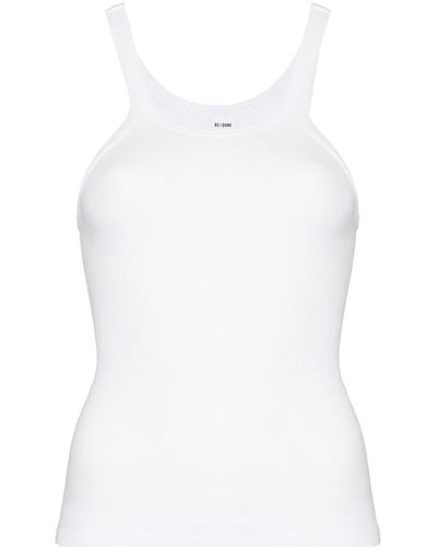 RE/DONE Ribbed Scoop Neck Tank - White