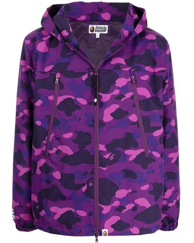 A Bathing Ape Camouflage-print Hooded Jacket - Purple