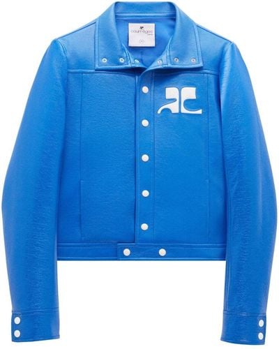 Courreges Hemdjacke aus Faux-Leder - Blau