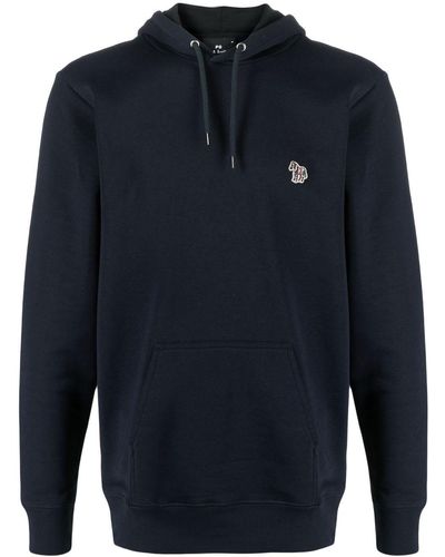 PS by Paul Smith Logo-patch Long-sleeve Hoodie - Blue