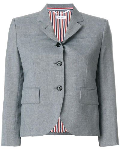 Thom Browne Classic Single Breasted Sport Coat In School Uniform Plain Weave - Gris