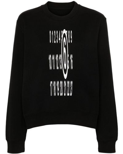 MM6 by Maison Martin Margiela Numbers-motif Cotton Sweatshirt - Black