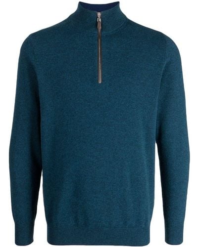N.Peal Cashmere Half-zip Cashmere Sweater - Blue