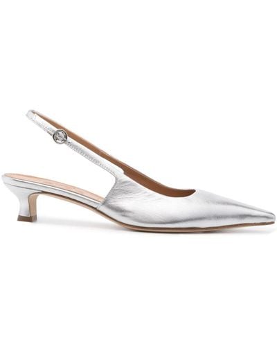 Aeyde Catrina 35mm Metallic-leather Court Shoes - White