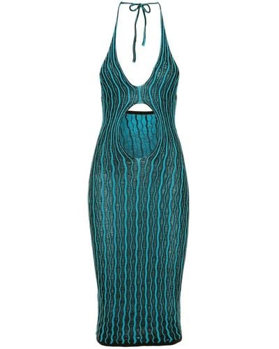 Isa Boulder Cactus Cut-out Striped Dress - Blue