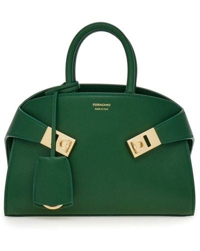 Ferragamo Mini Hug Leather Tote Bag - Green