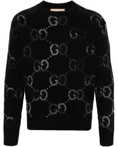 Gucci Pull GG en maille intarsia - Noir