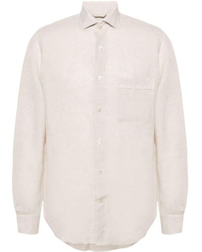 Eleventy Classic-collar Linen Shirt - White