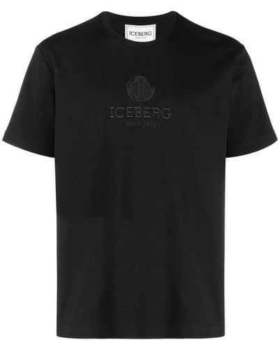 Iceberg Logo-embroidered Cotton T-shirt - Black