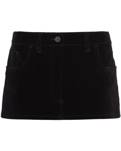 Prada Triangle-logo Velvet Miniskirt - Black