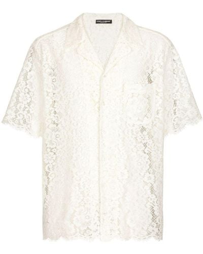Dolce & Gabbana Semi-transparentes Hemd aus Spitze - Weiß