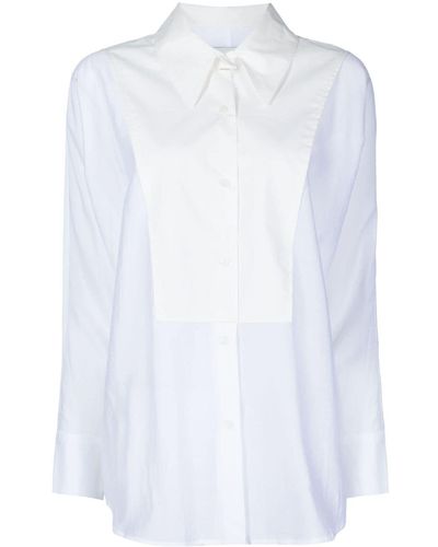 GOODIOUS Semi-sheer Panelled Shirt - White