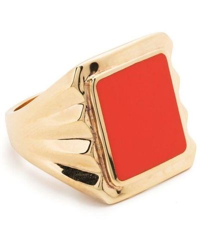 Bottega Veneta Square Signet Ring - Red