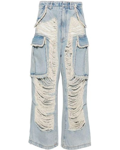 DARKPARK Vivi Distressed Wide-leg Jeans - Blue