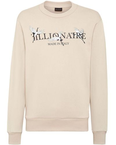 Billionaire Logo-print Cotton Sweatshirt - Natural