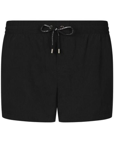 Dolce & Gabbana Short Swim Trunks With Branded Tag - Schwarz