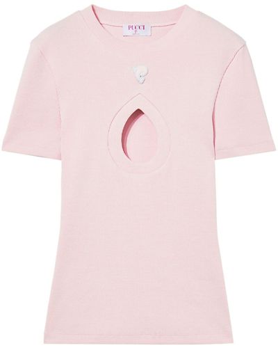 Emilio Pucci Ribbed-knit T-shirt - Pink