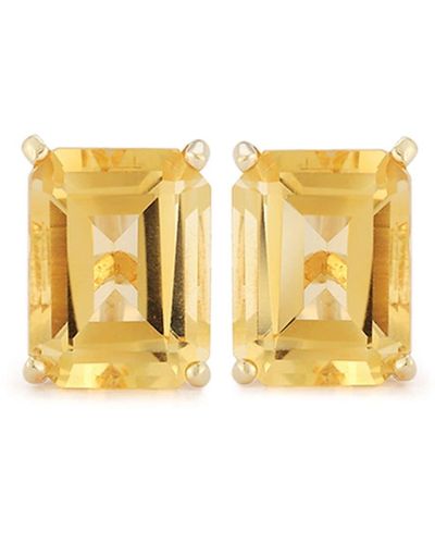 Mateo 14kt Yellow Gold Green Amethyst Stud Earrings - Metallic