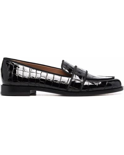 Aquazzura Martin Snakeskin Mocassins - Black