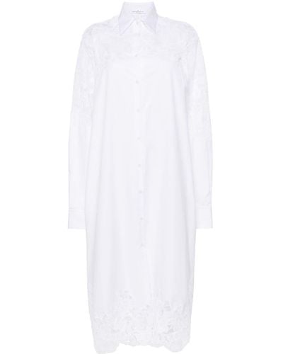 Ermanno Scervino Lace-panel Shirt Midi Dress - White