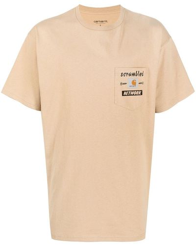 Carhartt T-shirt Met Opgestikte Zak - Naturel