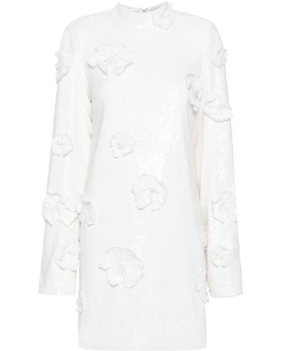 ROTATE BIRGER CHRISTENSEN Floral-appliqué Dress - Women's - Polyester/recycled Polyester/elastane - White