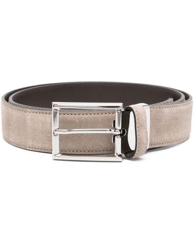 Canali Suede Buckle Belt - Natural